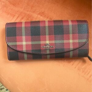 Coach Red and Black Checkered Wallet